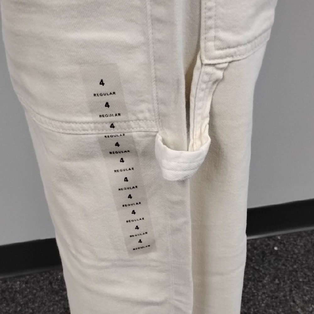 American Eagle Outfitters Cream Super High-Rise Baggy Wide Leg Jeans, Sz 4 - Picture 4 of 11